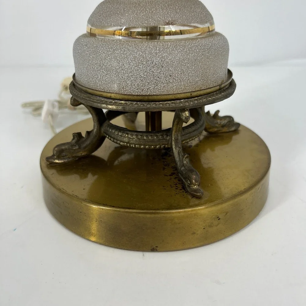 Vintage‎ Leviton Table Lamp Mid Century Modern Frosted Glass & Brass USA 29.5